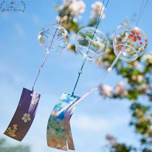 Cherry Blossom Fused Glass Wind Chimes