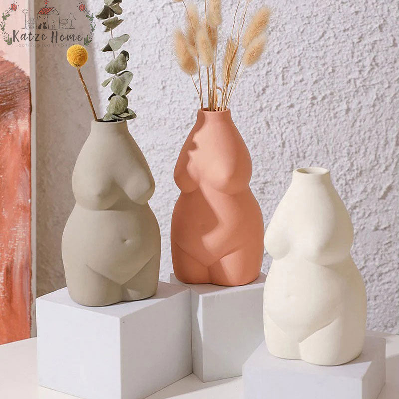 Chubby Ceramic Nude Body Vase For Flowers