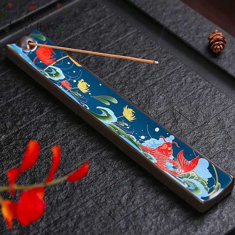 Cloisonne Blue Ceramic Incense Stick Holder