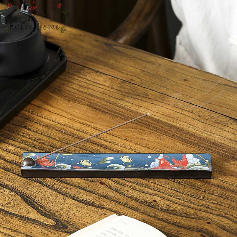 Cloisonne Blue Ceramic Incense Stick Holder