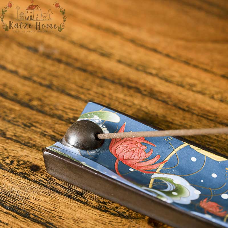 Cloisonne Blue Ceramic Incense Stick Holder