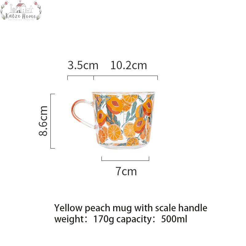 Cottagecore Aesthetic Peach Cactus Glass Cup