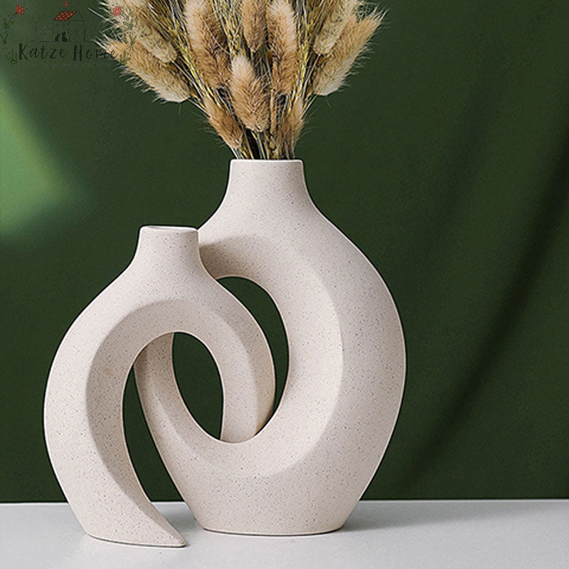Creative Ceramic Circular Hollow Vase Set
