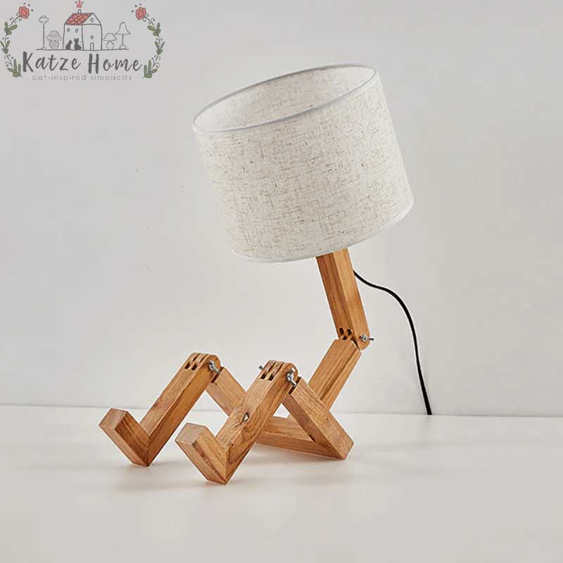 Aesthetic Pastel Wooden Table Reading Lamp – Katze Home