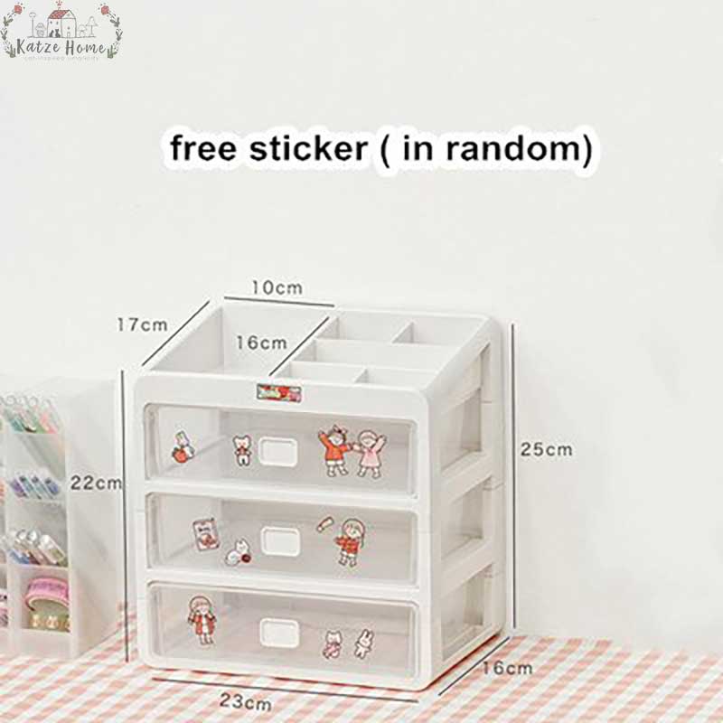 Cute Aesthetic Desk Organizer with Transparent Drawers