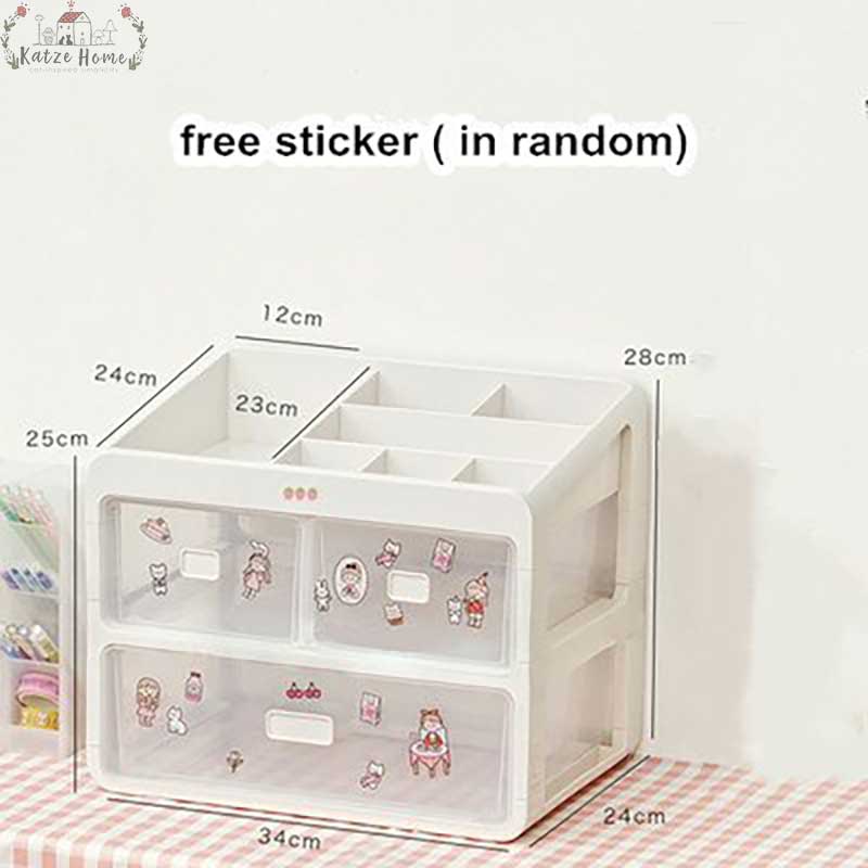 Cute Aesthetic Desk Organizer with Transparent Drawers