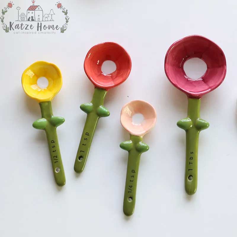 Cute Flower Ceramic Measuring Spoons