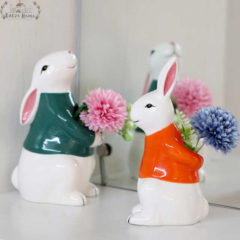 Easter Ceramic Rabbit Bunny Vase
