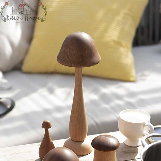 Fairy Tale Inspired Vintage Handmade Wood Mushroom Lamp