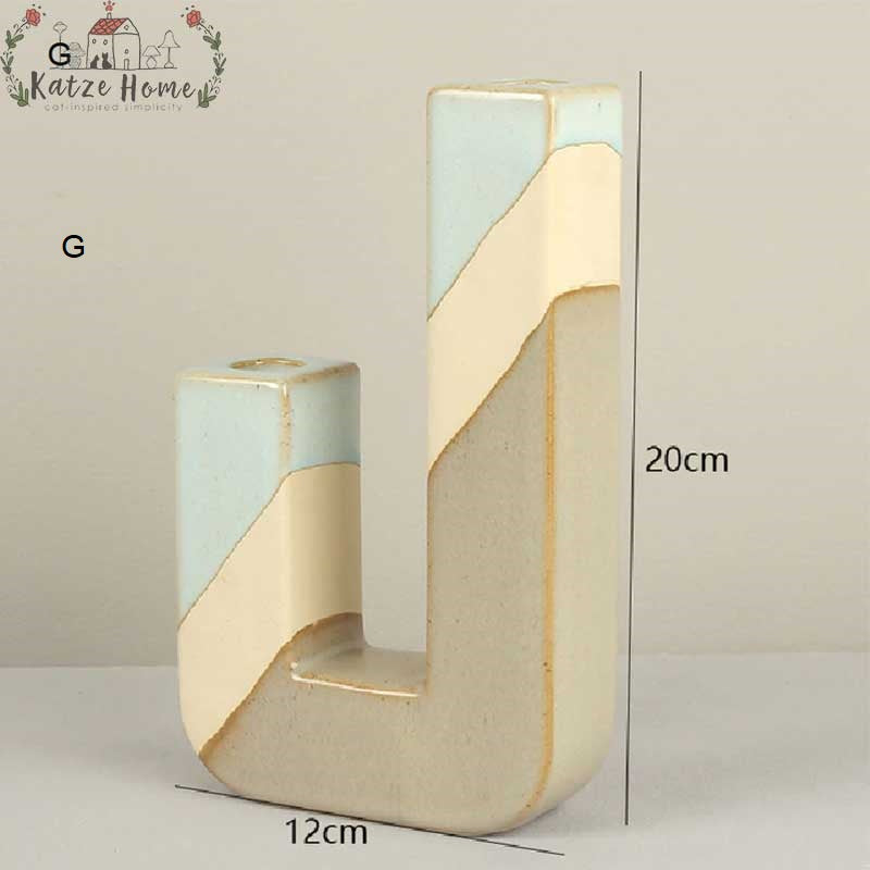 Geometric Ceramic Marble Candle Holder