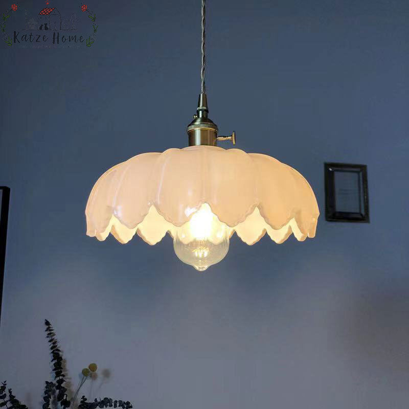 Retro Vintage Industrial Glass Lotus Flower Pendant Light