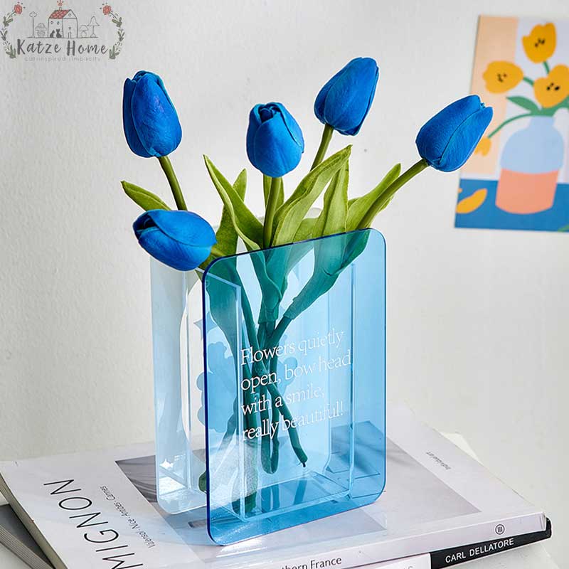 Green/Blue Flower Acrylic Book Vase