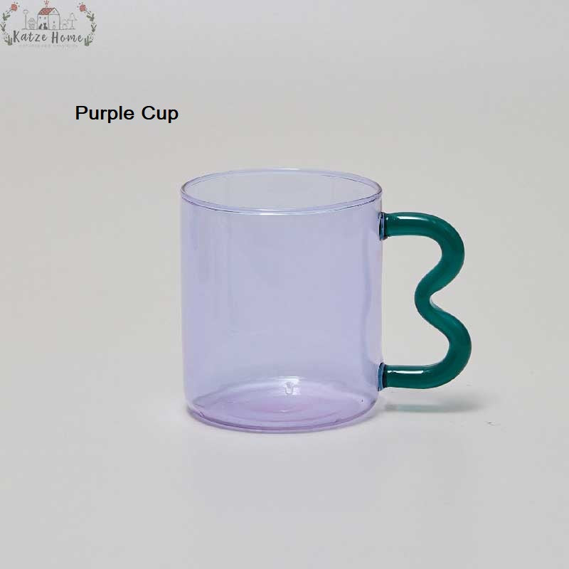 Handblown Clear Aesthetic Glass Cups with Ear