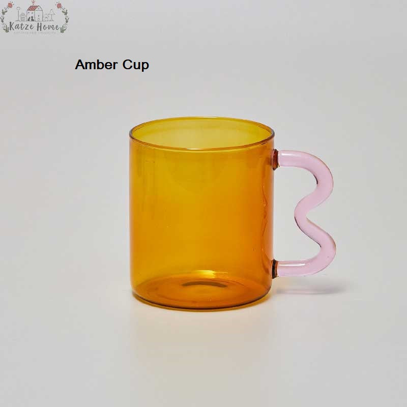 Handblown Clear Aesthetic Glass Cups with Ear
