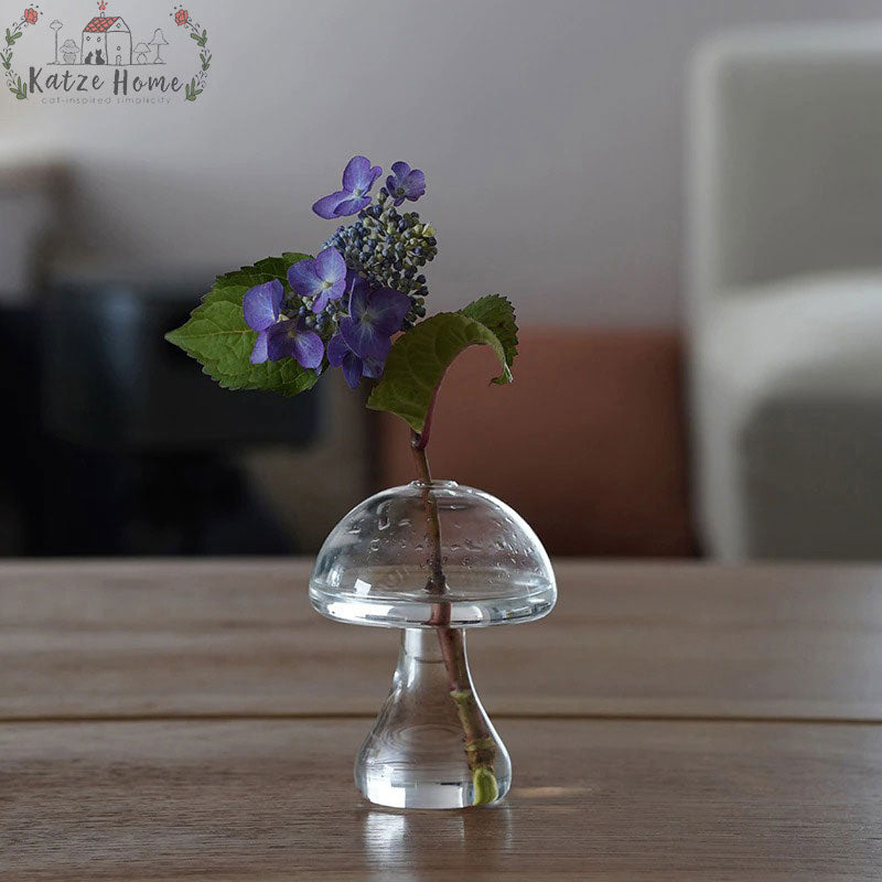 Little Hydroponic Mushroom Glass Vase