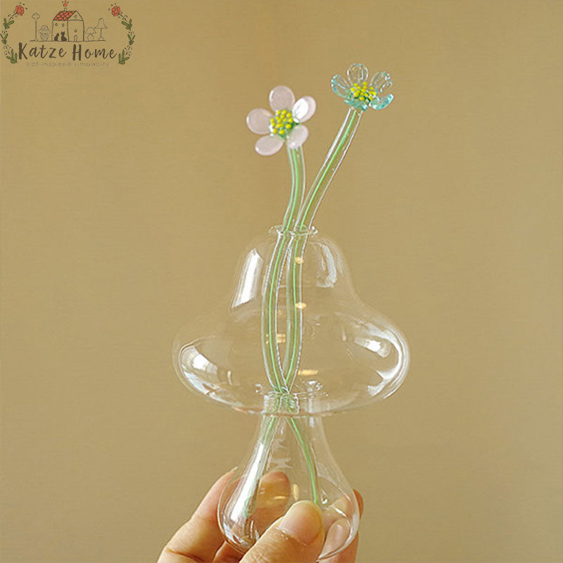 Little Hydroponic Mushroom Glass Vase