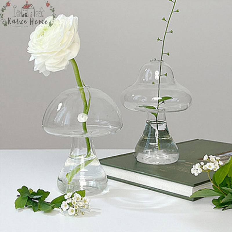 Little Hydroponic Mushroom Glass Vase