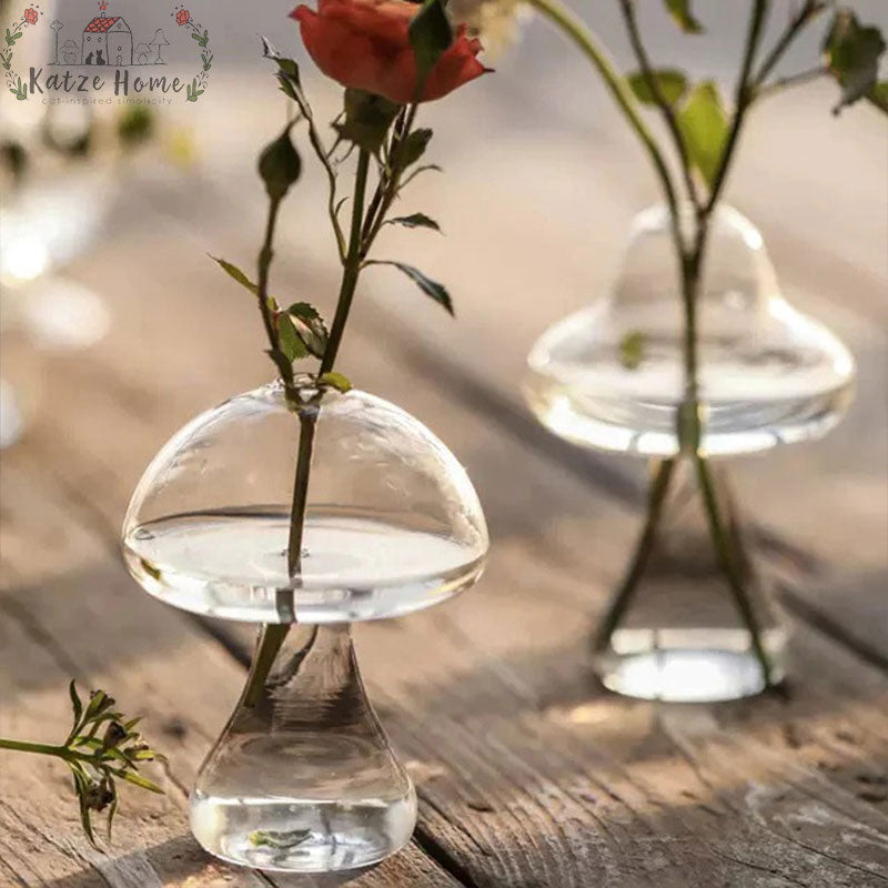 Little Hydroponic Mushroom Glass Vase