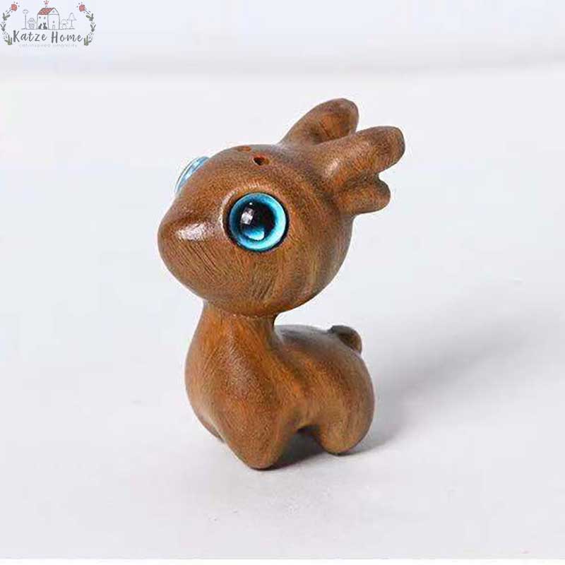 Little Funny Kitten Wood Carved Animals Wooden Cat Ornament