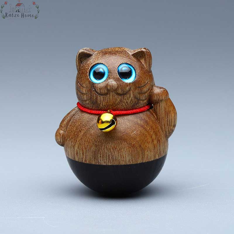 Little Funny Kitten Wood Carved Animals Wooden Cat Ornament