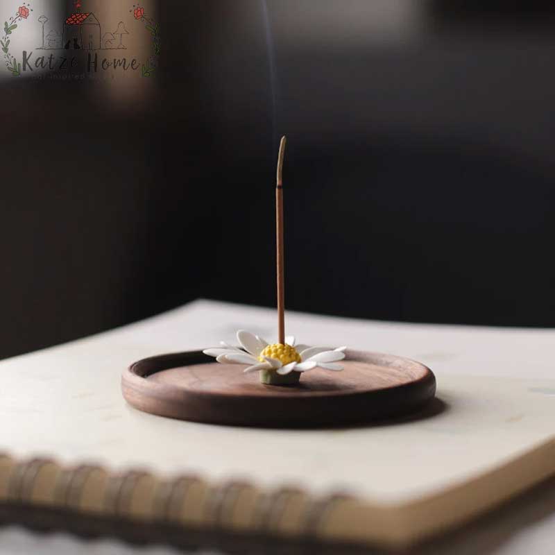 Mini Daisy Flower Incense Holder Tray Set