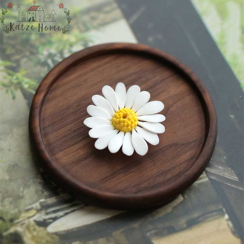 Mini Daisy Flower Incense Holder Tray Set