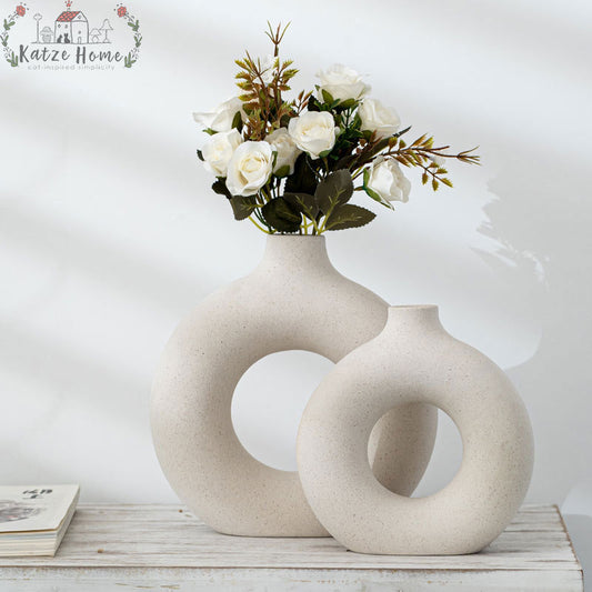 Minimalist Ceramic Hollow Donut Vase
