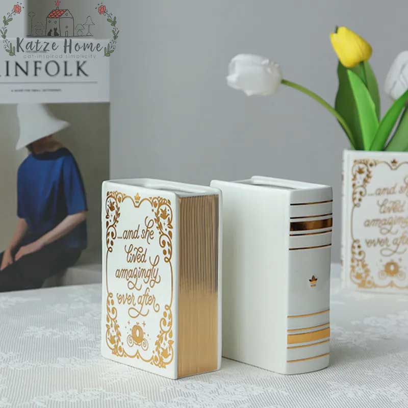 Minimalist Dried Flower Ceramic Book Vase