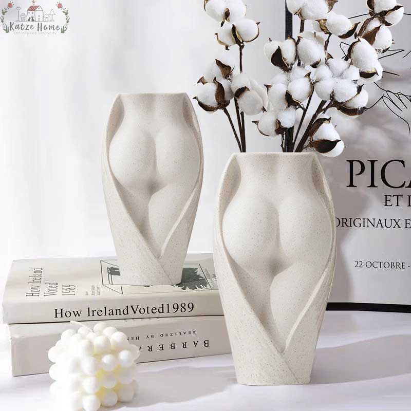 Minimalist White Ceramic Butt Vase