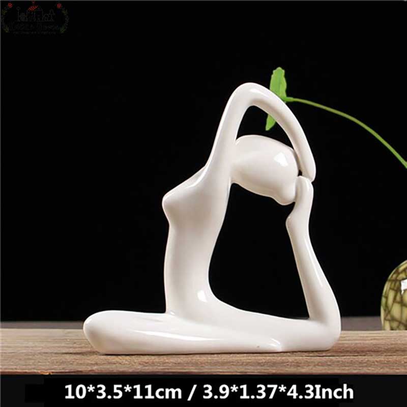Minimalist White Ceramic Garden Yoga Statues