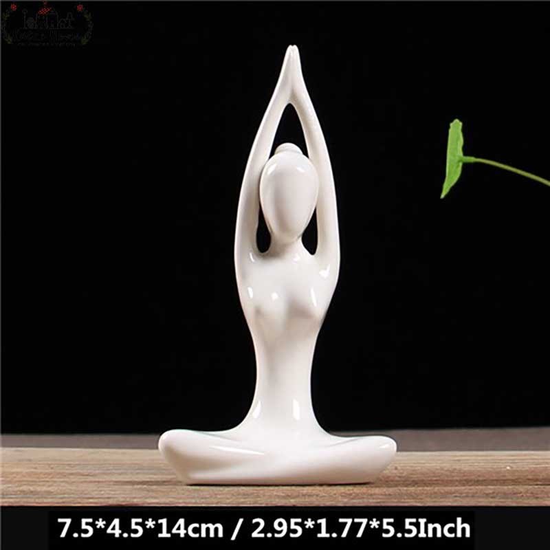 Minimalist White Ceramic Garden Yoga Statues