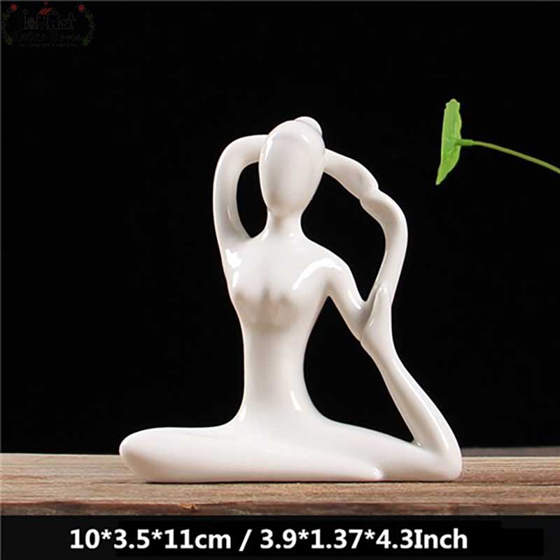 Minimalist White Ceramic Garden Yoga Statues