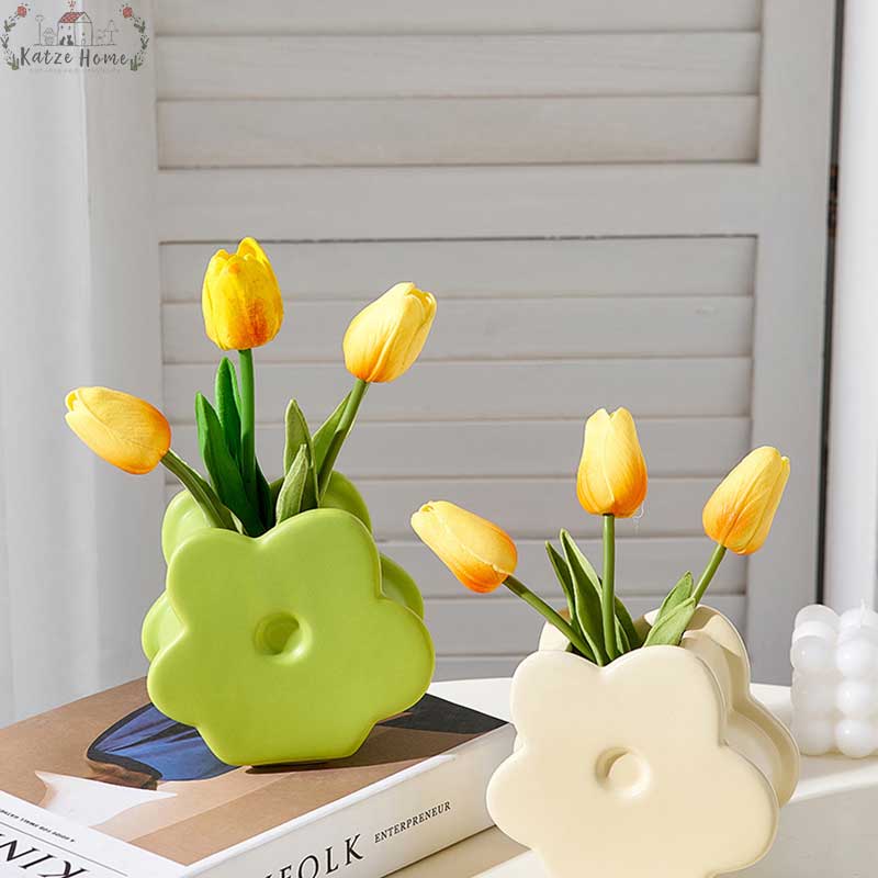 Morandi Pastel Flower Shape Vase