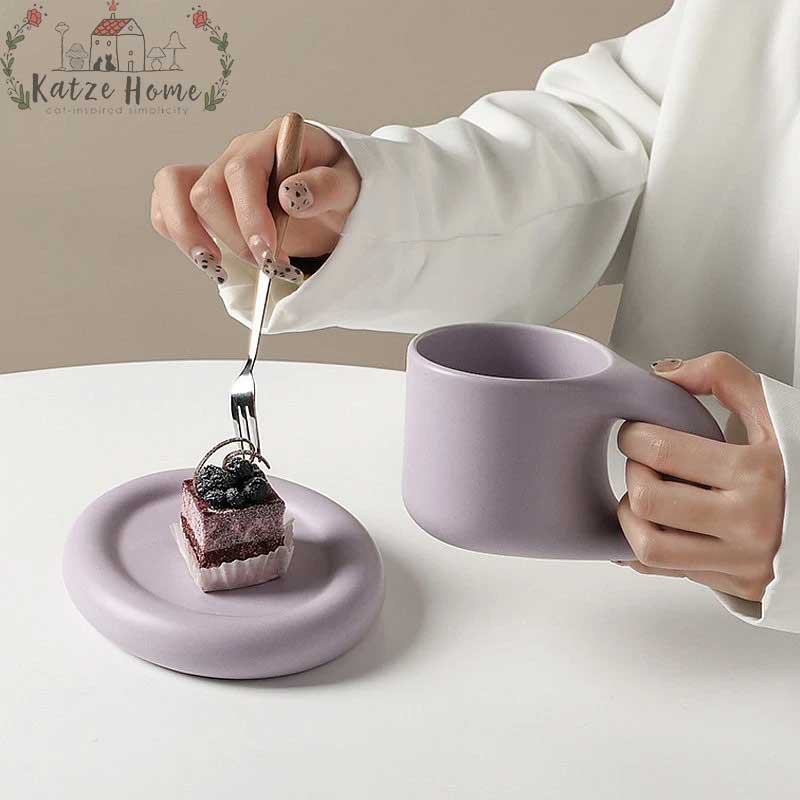 Nordic Aesthetic Pastel Chubby Mug Saucer Set