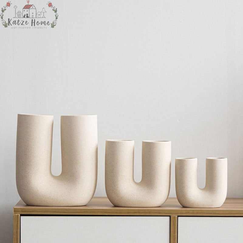 Nordic Ceramic Hollow U Shaped Vase