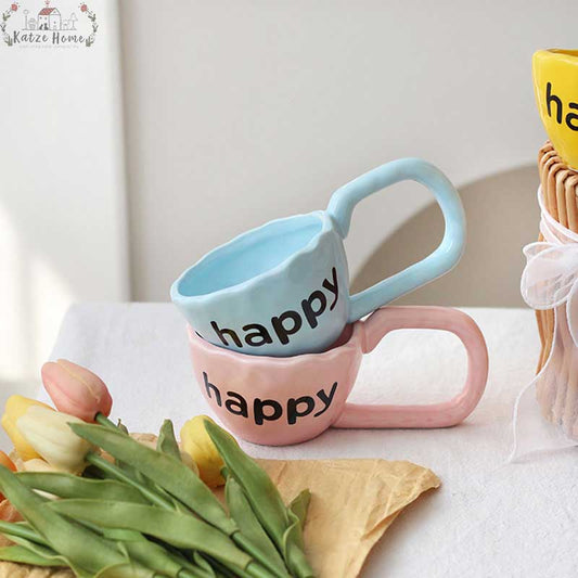 Pastel Irregular Ceramic Happy Mug