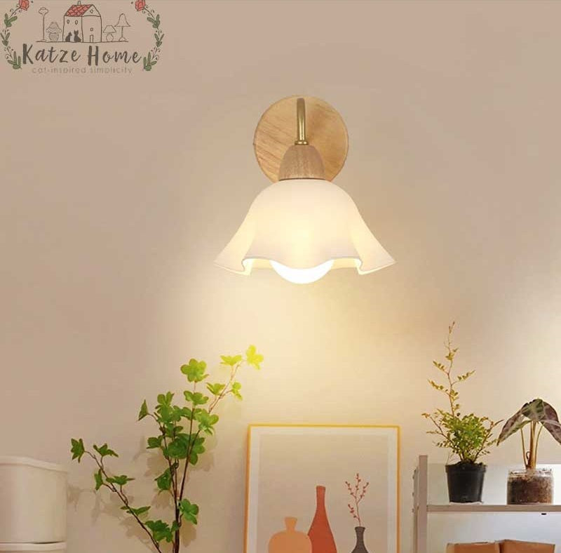 Retro Flower Wooden Wall Lamp