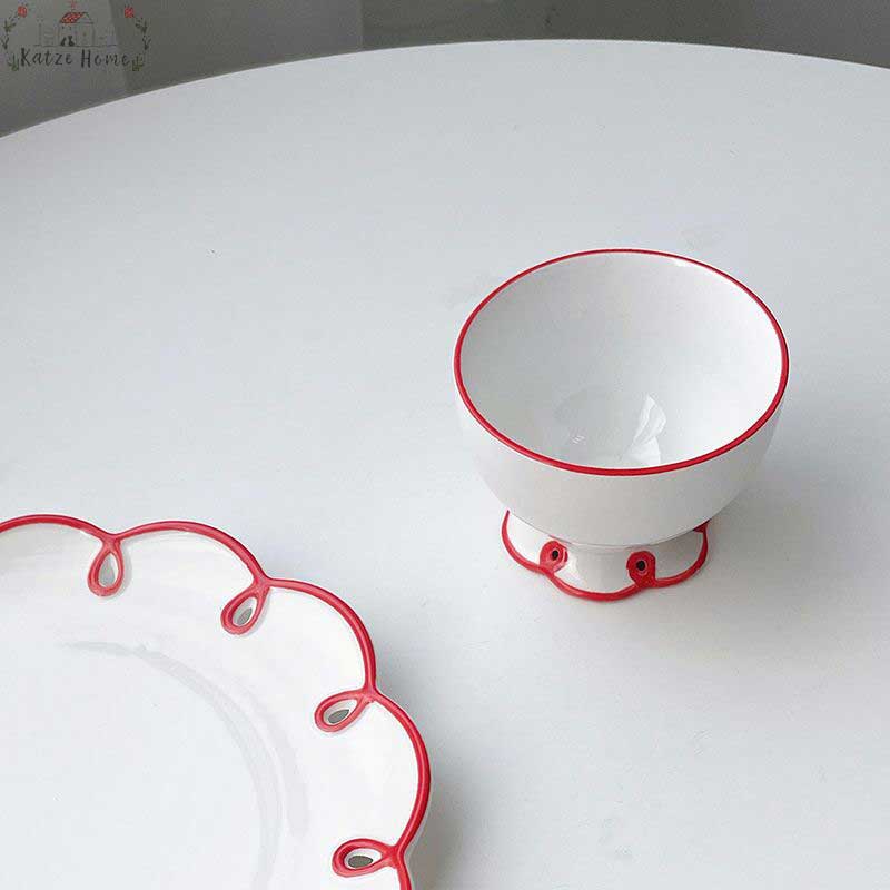 Retro Handmade Ceramic Plates Bowl Set