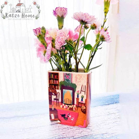 Retro Little Women Ceramic Book Vase