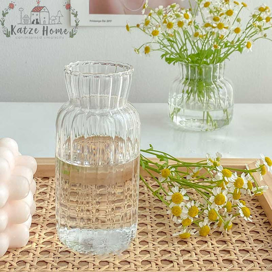Retro Small Ribbed Glass Vase
