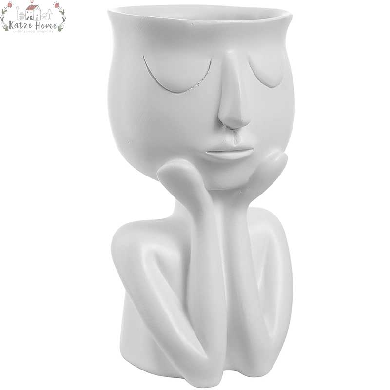 Rustic Ceramic Hands on Face Vase