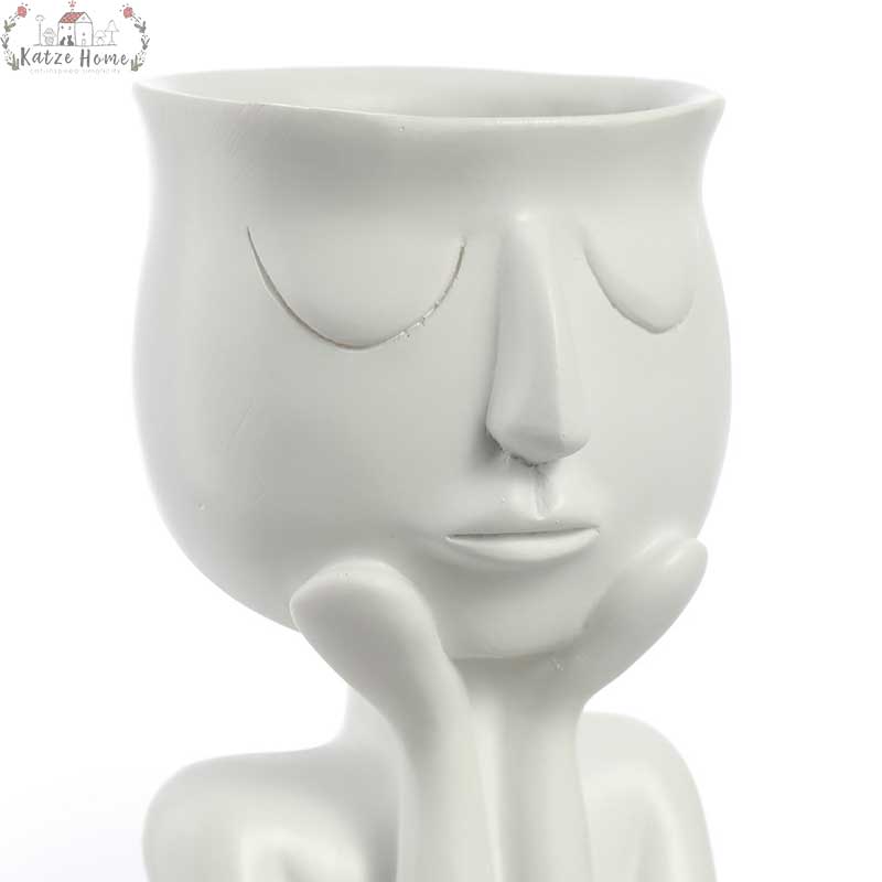 Rustic Ceramic Hands on Face Vase