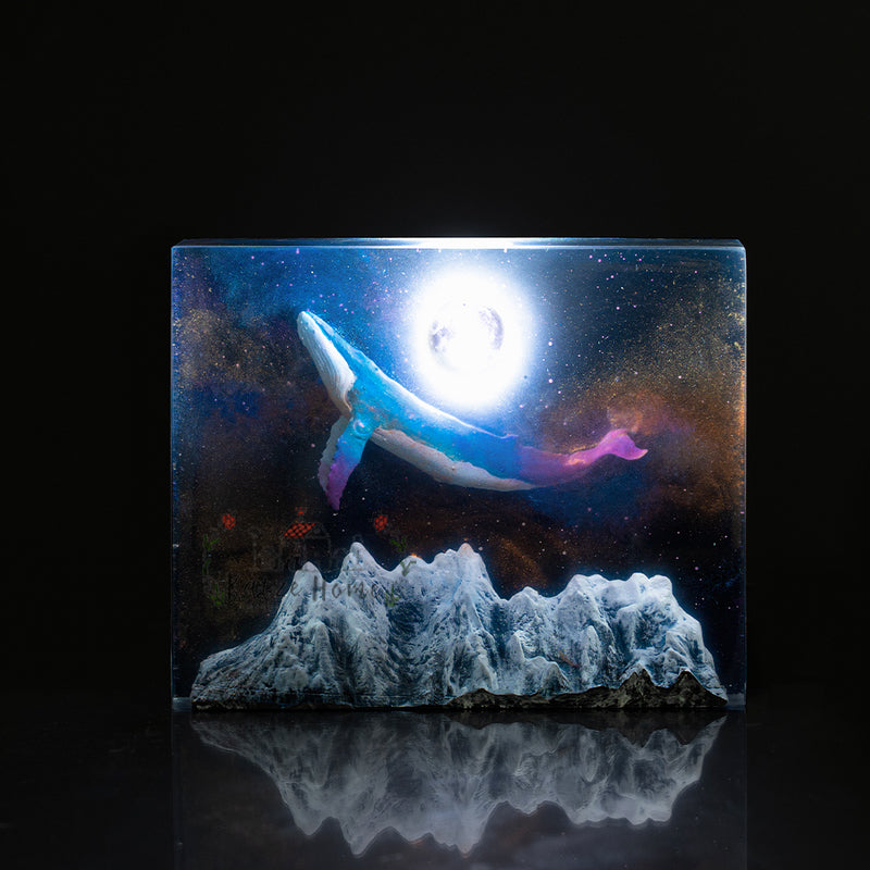 Square Galaxy Whale Dream Epoxy Resin Lamp