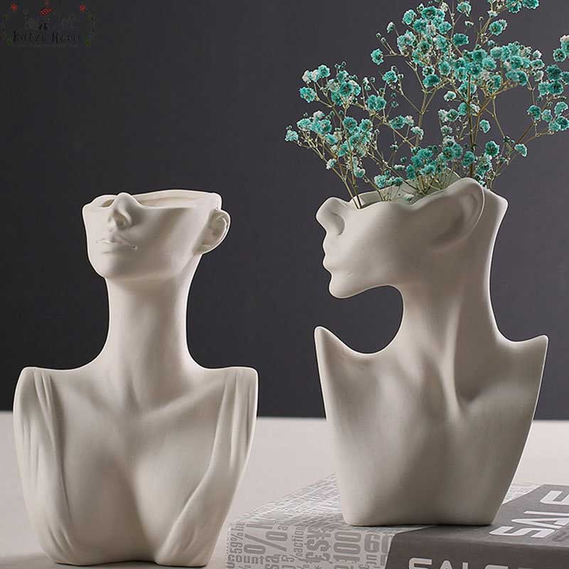 Unique Ceramic Godness Half Face Vase