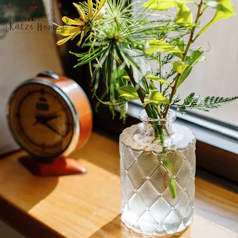 Vintage Ribbed Smoked Glass Vase
