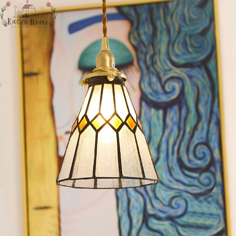 Vintage Stained Glass Pedant Light Fixture