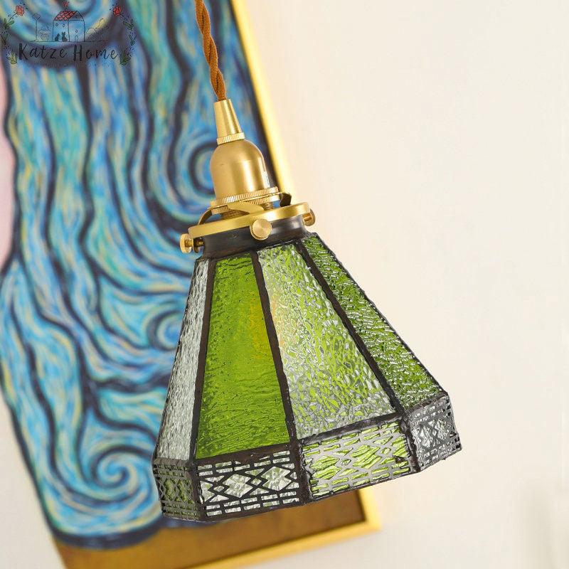 Vintage Stained Glass Pedant Light Fixture