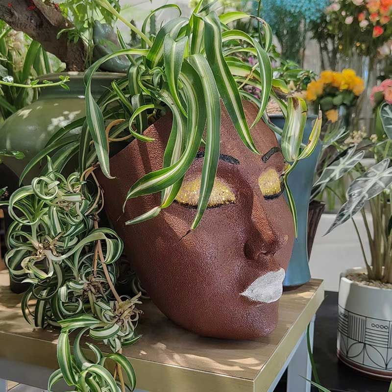 Wall Mounted Resin Afro American Face Vase