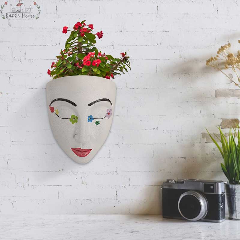 Wall Mounted Resin Afro American Face Vase